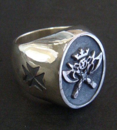 Photo2: G&Crown Battle-Ax Ring