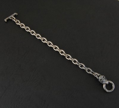 Photo3: Quarter Skull Half Chain Bracelet