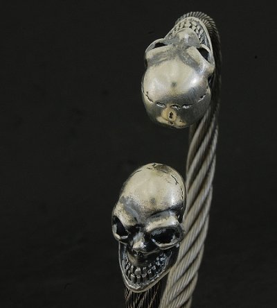 Photo3: Skull Cable Wire Bangle