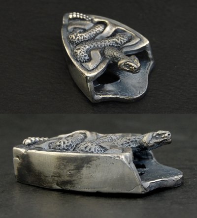 Photo4: Midium Snake & Buffalo Skull Belt Buckle