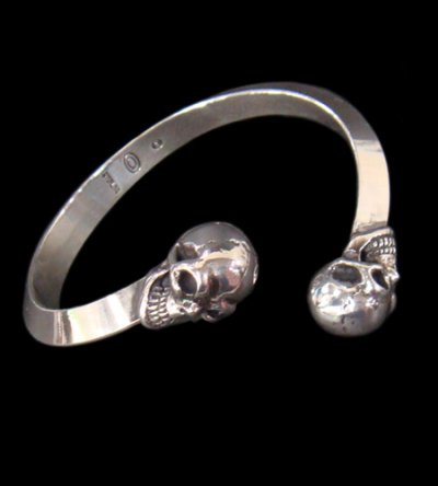 Photo1: Skull Triangle Wire Bangle