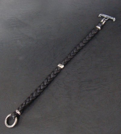 Photo3: Half H.W.O braid leather bracelet