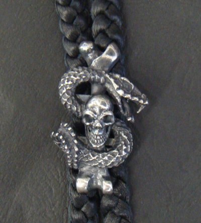 Photo2: Skull On Snake Loop Tie