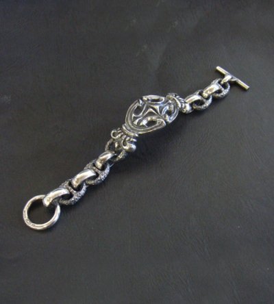 Photo4: Crown Sculpted Oval With H.W.O & Chiseled Anchor Chain Bracelet