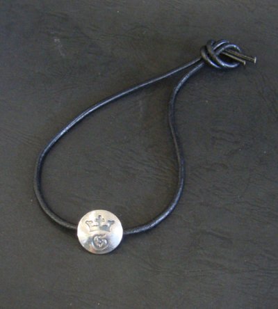 Photo2: G&Crown Button Leather Hair Band