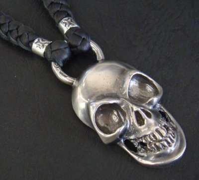 Photo2: Giant Skull With braid leather necklace