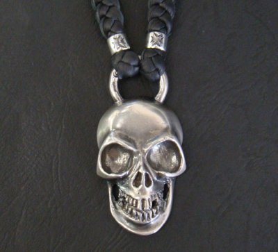 Photo3: Giant Skull With braid leather necklace