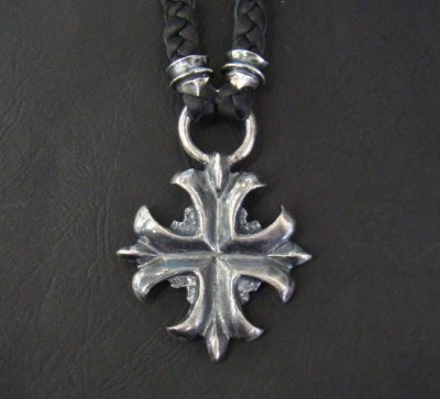 Photo5: Gothic Cross With braid leather necklace