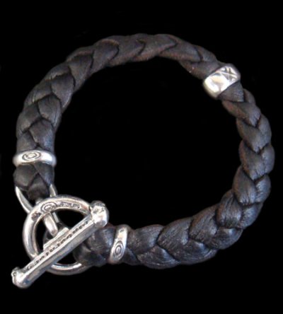 Photo1: H.W.O Braid Leather Bracelet