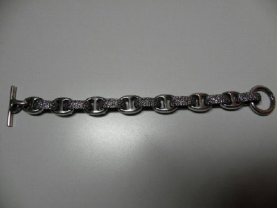 Photo2: Chiseled H.W.O & Anchor Chain Links Bracelet