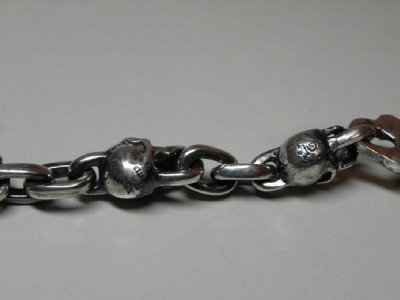 Photo5: Skull On Snake With 4Skulls & Chain Links Bracelet