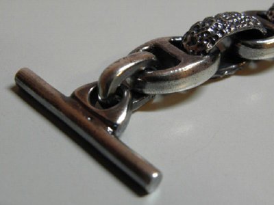 Photo5: Chiseled H.W.O & Anchor Chain Links Bracelet