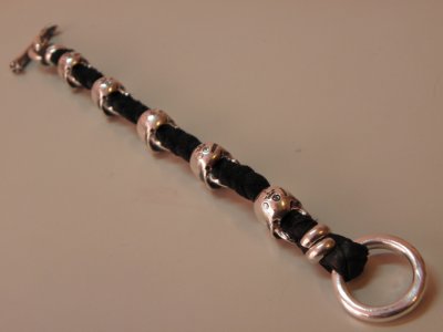 Photo3: 5Skulls braid leather bracelet