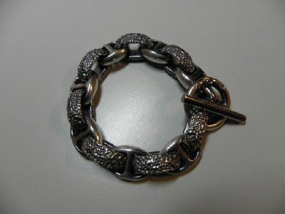 Photo3: Chiseled H.W.O & Anchor Chain Links Bracelet