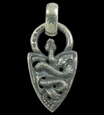 Photo1: Large Snake Belt Tip With H.W.O Pendant