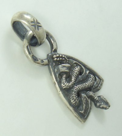 Photo3: Large Snake Belt Tip With H.W.O Pendant