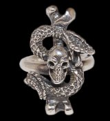 Quarter Skull On Snake With G Stamp Loop Ring