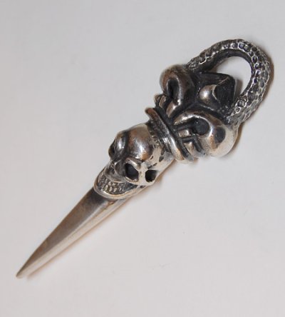 Photo3: Skull Crown Dagger With Chiseled Loop Pendant