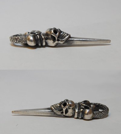 Photo5: Skull Crown Dagger With Chiseled Loop Pendant