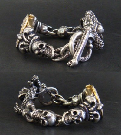 Photo5: Skull Crown With Skull On Snake & Skull Watch Bands