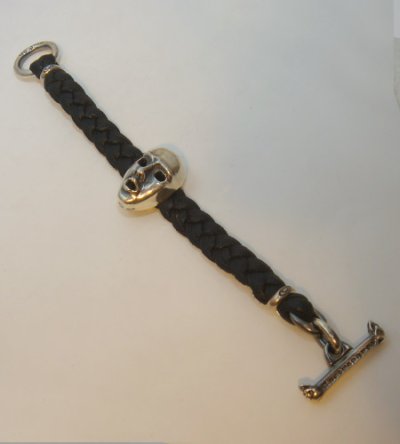 Photo5: Face Braid Leather Bracelet