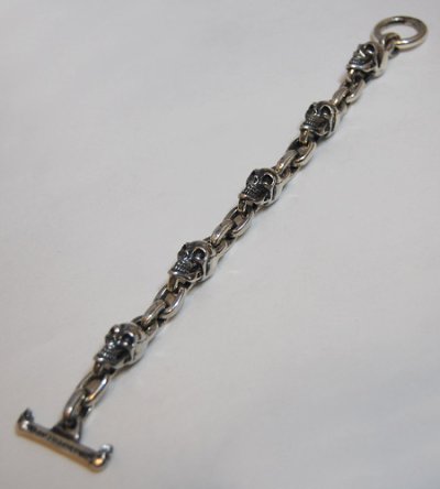 Photo3: Skull & Chain Link Bracelet