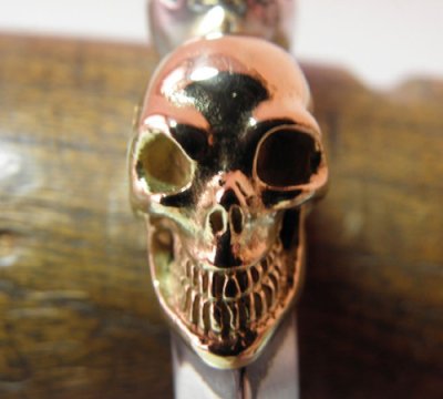 Photo4: Gold & Silver Skull Triangle Wire Bangle