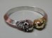 Photo2: Gold & Silver Skull Triangle Wire Bangle (2)