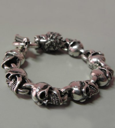 Photo2: Lion With Skulls Links Bracelet