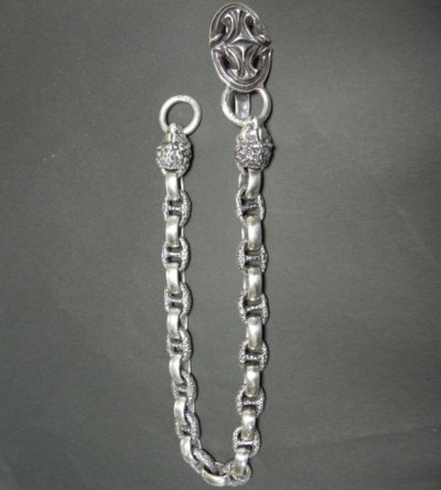 Photo2: Sculpted Oval Keeper & 2Lion Heads with H.W.O & Anchor Chain Links Wallet Chain