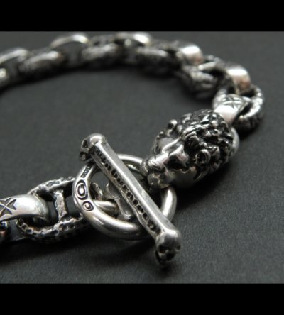 Photo2: Quarter Lion With H.W.O & Chiseled Anchor Links Bracelet