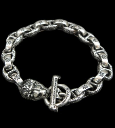 Photo1: Quarter Lion With H.W.O & Chiseled Anchor Links Bracelet