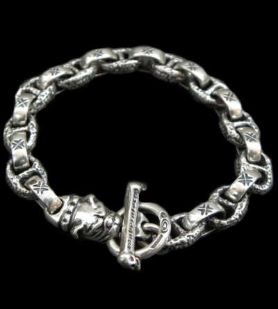 Photo1: Quarter Old Bulldog With H.W.O & Chiseled Anchor Links Bracelet