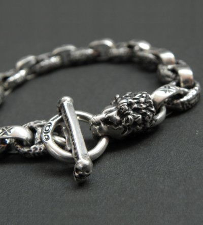 Photo3: Quarter Lion With H.W.O & Chiseled Anchor Links Bracelet