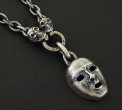 Photo3: Face With 2 Quarter Skull & 7Chain Necklace