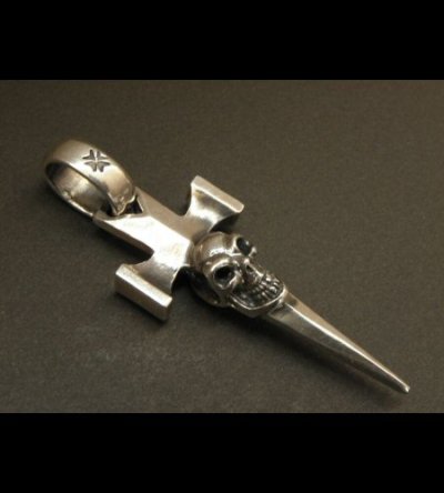 Photo2: Half Single Skull Dagger Square Bottom & H.W.O Pendant