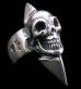 Photo1: Skull with Spike Ring (Flat ring) (1)