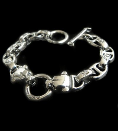 Photo1: Quarter 2 panther with maltese cross H.W.O & smooth anchor chain bracelet