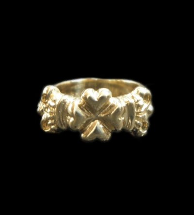 Photo1: Gold Small 4Heart Crown Ring