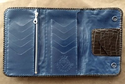 Photo3: Crocodile Head & HornBack Plain Long Wallet