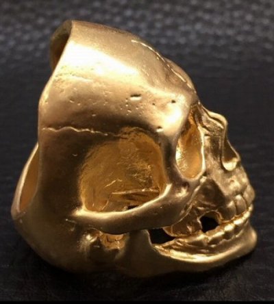 Photo2: Gold Old Skull Full Face Ring [Pure Gold Color Finish]