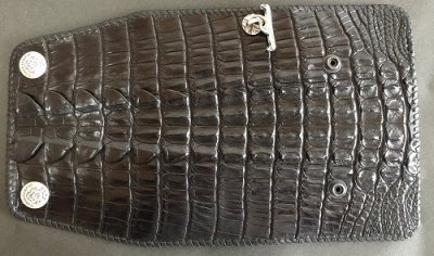 Photo1: Crocodile Tail Doble Spine(L) Long Wallet