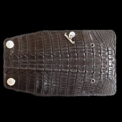 Photo1: Crocodile Tail Doble Spine(L) Long Wallet