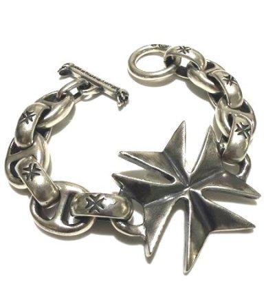 Photo2: Half Maltese Cross ID With H.W.O & Chiseled Anchor Links Bracelet [B-304]