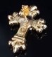 Photo4: 18k Gold 1/64 4Heart Crown Cross With Diamond Pierce