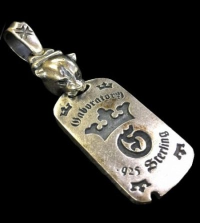 Photo1: Half Panther With G & Crown Dog Tag Pendant