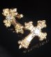 Photo6: 18k Gold 1/64 4Heart Crown Cross With Diamond Pierce
