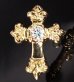 Photo1: 18k Gold 1/64 4Heart Crown Cross With Diamond Pierce (1)