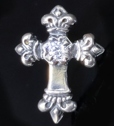Photo1: 1/64 4Heart Crown Cross With Diamond Pierce