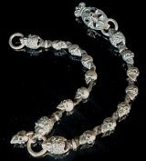 Skull On Cross Oval W/Crown Keeper & 4Lions & 12Skulls W/Braid Leather Wallet Chain Skull Drop